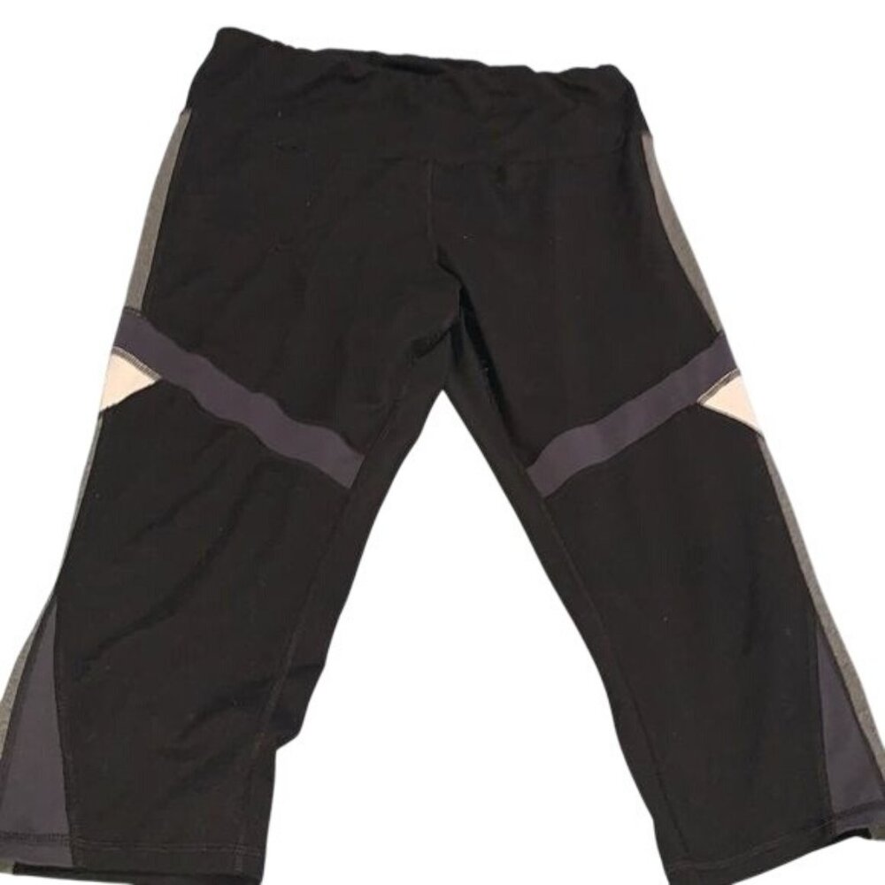 Champion XXL Womens Athletic Capri Leggings Black & Gray Polyester Spandex